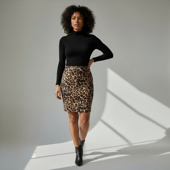 Leopard Print Pencil Skirt - Picture 1 of 2